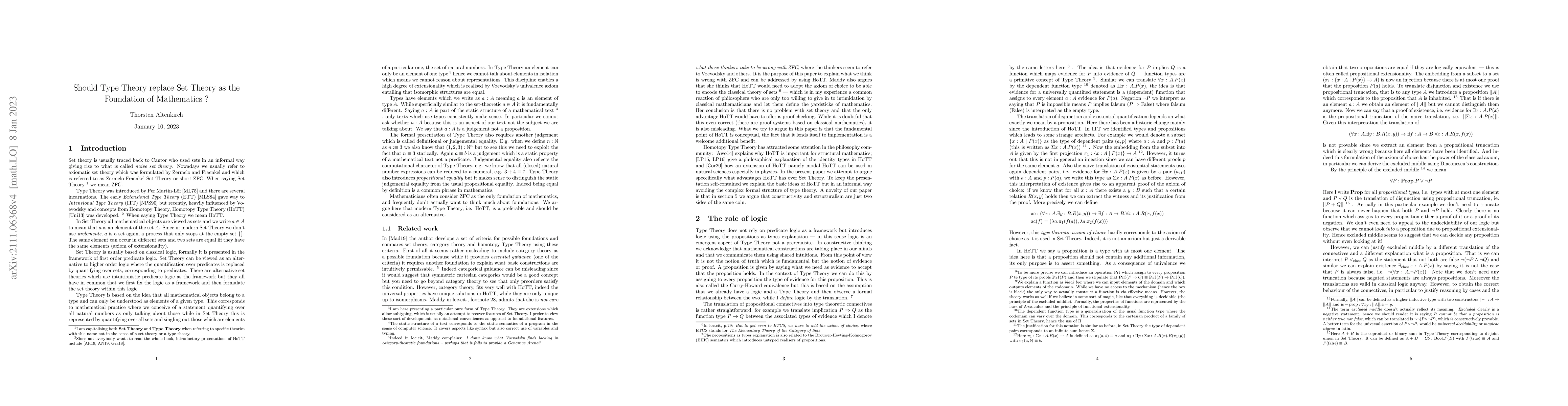 Thumbnail for Should Type Theory replace Set Theory as the Foundation of Mathematics