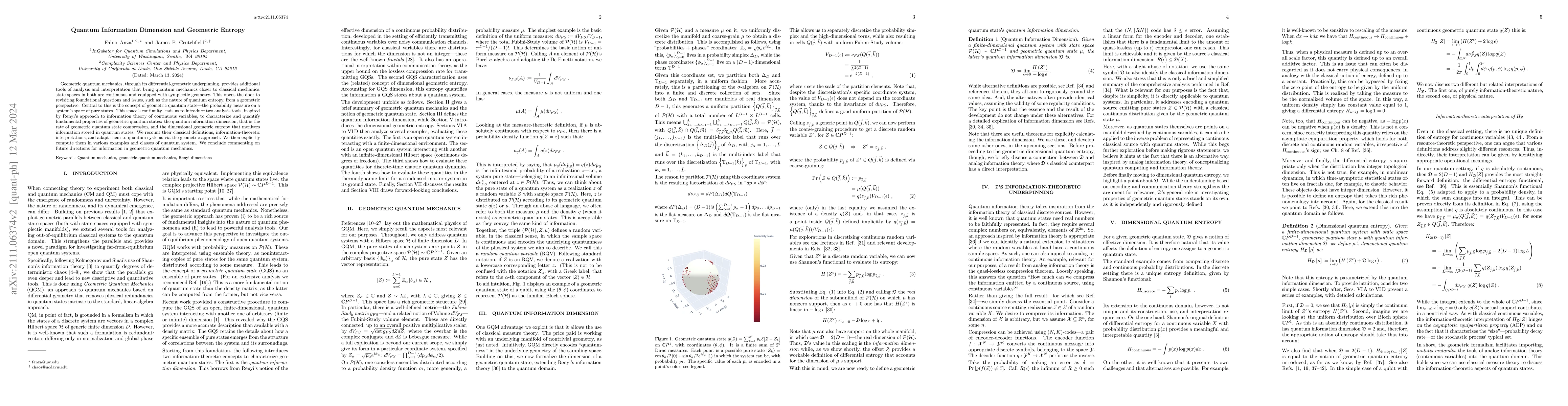Thumbnail for Quantum Information Dimension and Geometric Entropy