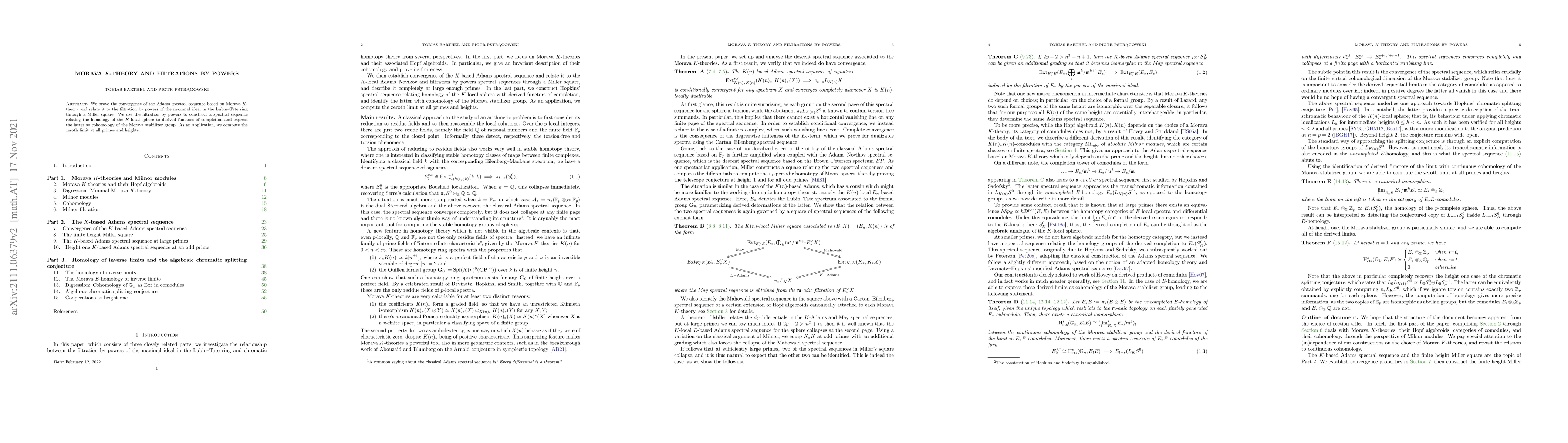 Thumbnail for Morava K-theory and Filtrations by Powers