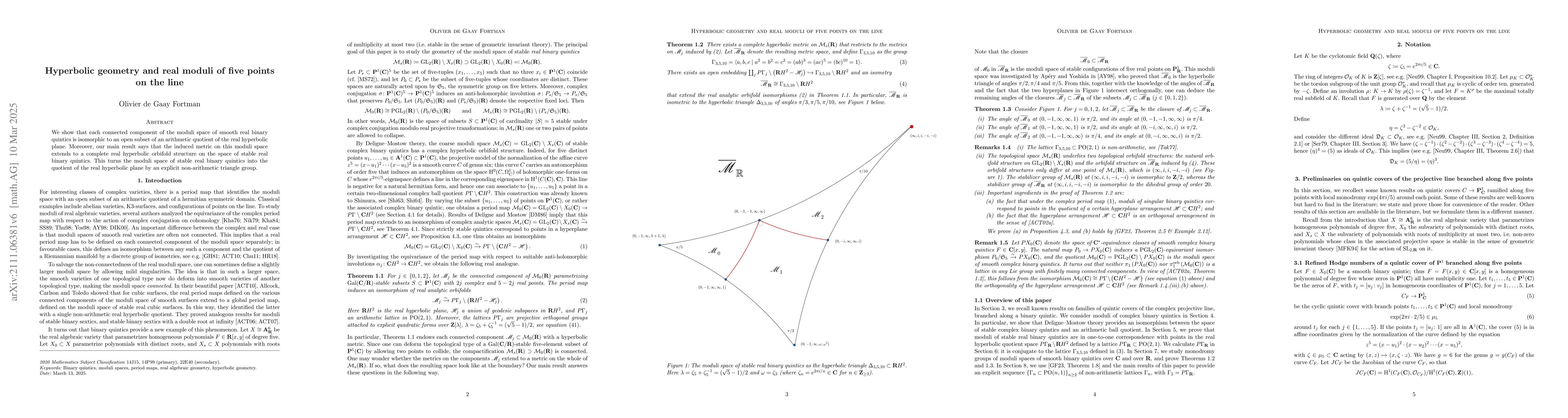 Thumbnail for Hyperbolic geometry and real moduli of five points on the line