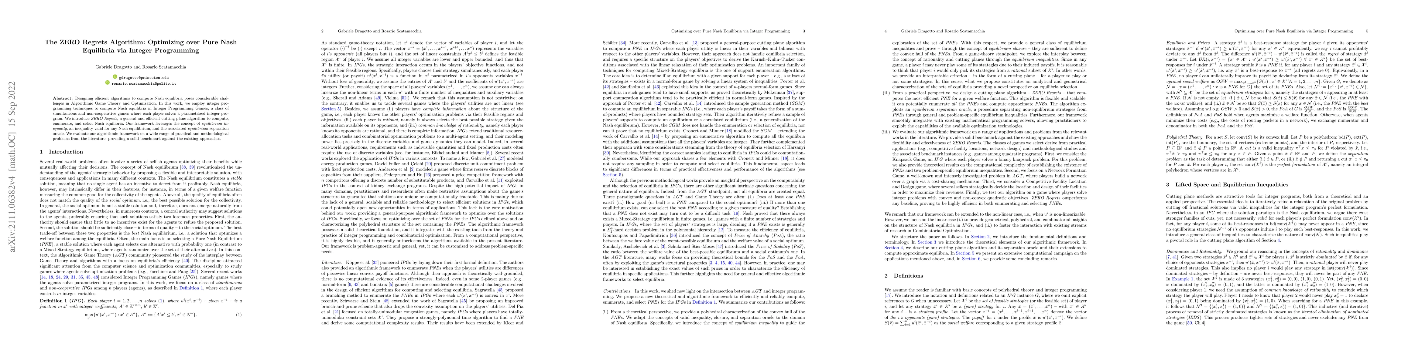 Thumbnail for The ZERO Regrets Algorithm: Optimizing over Pure Nash Equilibria via
  Integer Programming