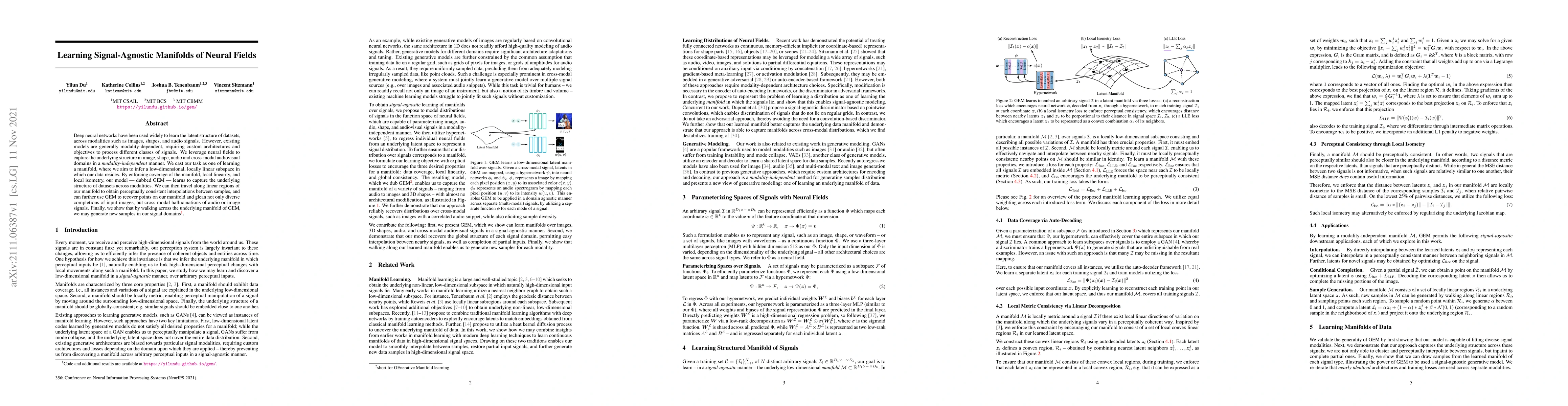 Thumbnail for Learning Signal-Agnostic Manifolds of Neural Fields