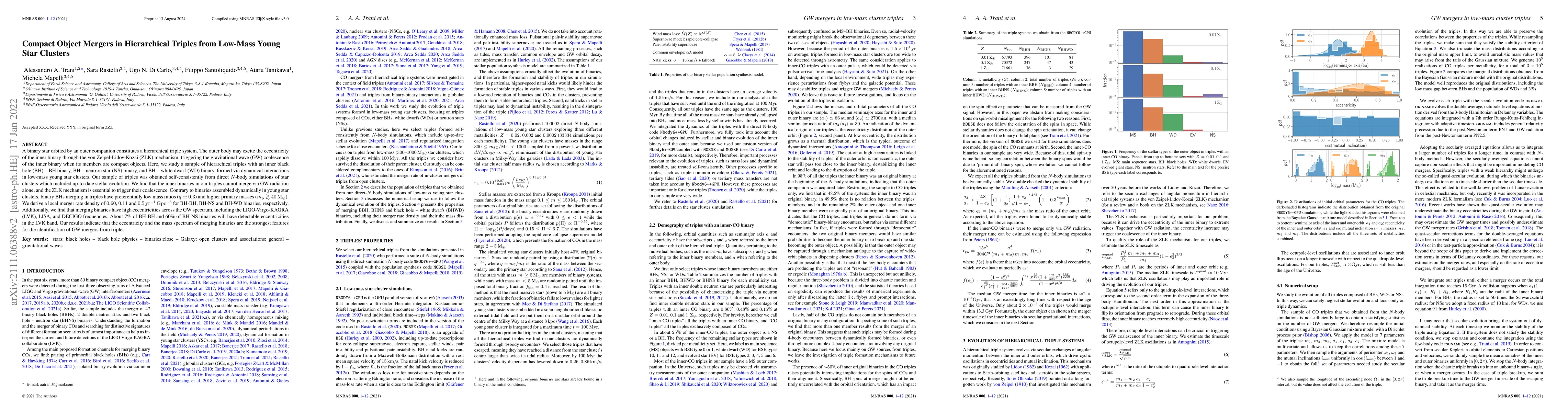 Thumbnail for Compact Object Mergers in Hierarchical Triples from Low-Mass Young Star
  Clusters