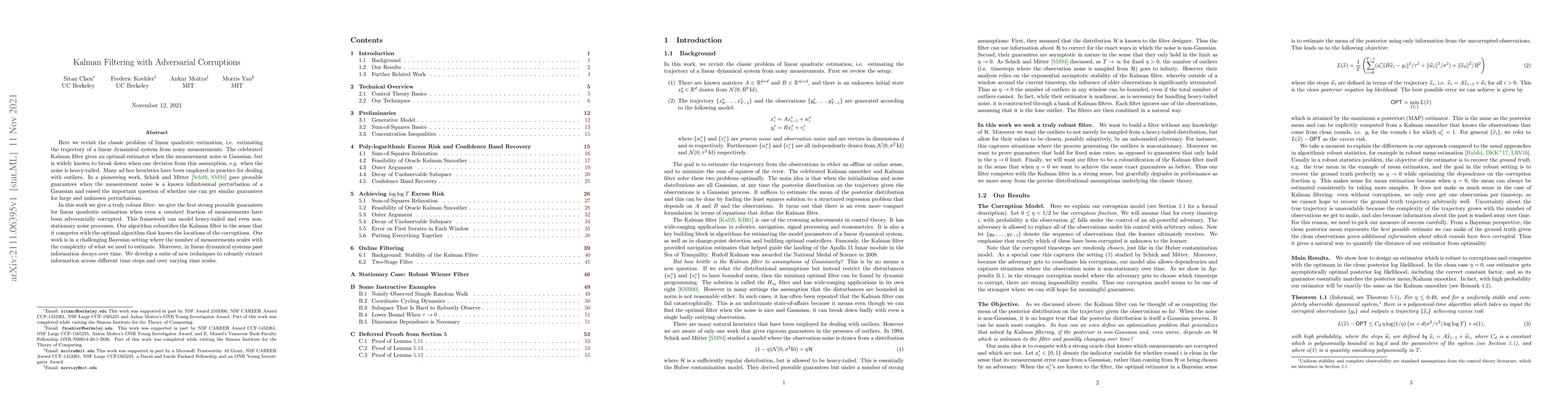 Thumbnail for Kalman Filtering with Adversarial Corruptions