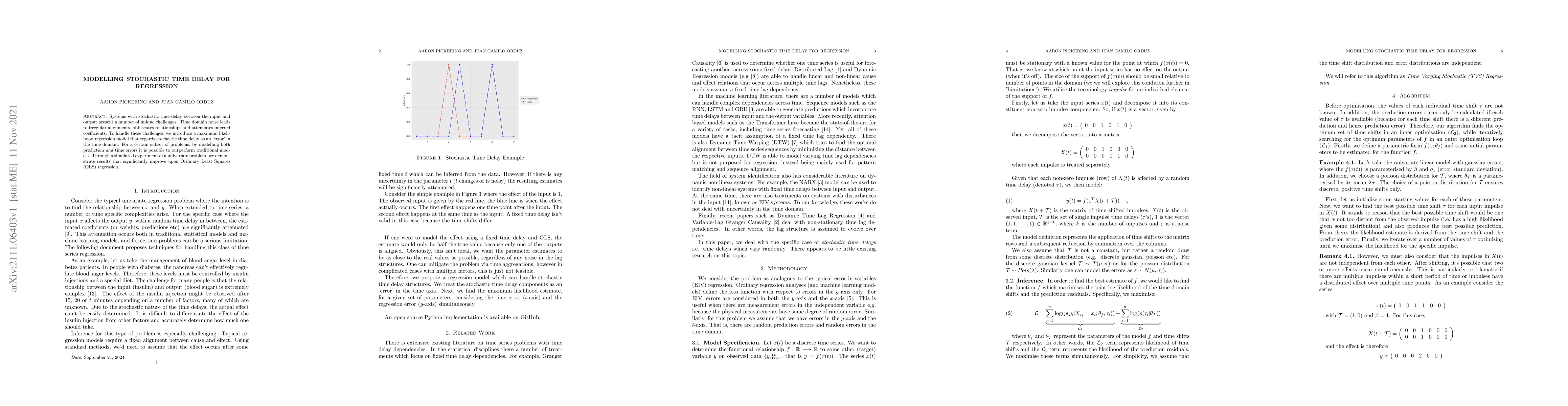 Thumbnail for Modelling stochastic time delay for regression analysis