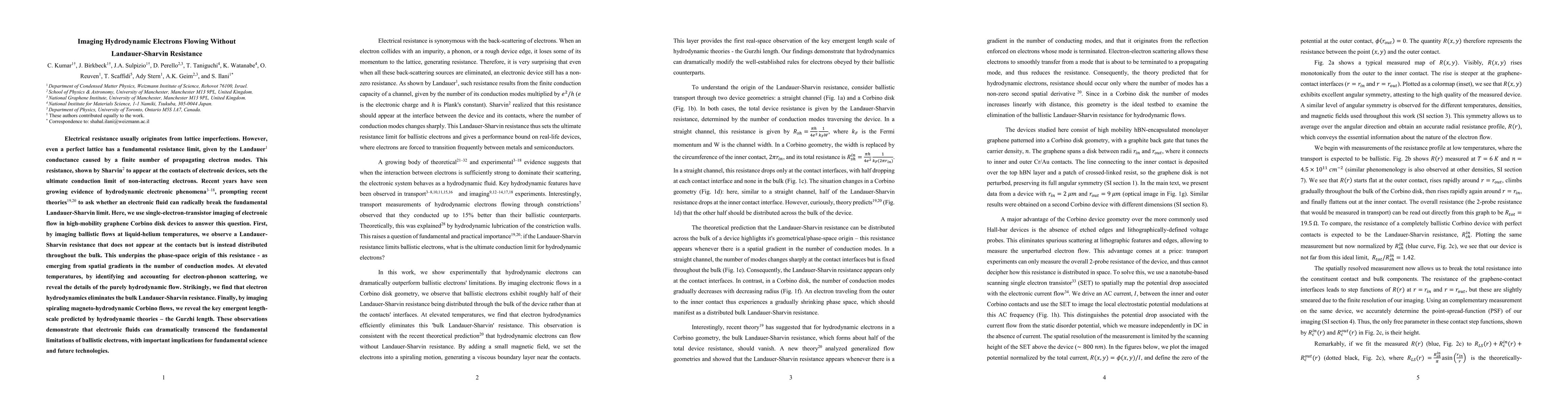 Thumbnail for Imaging Hydrodynamic Electrons Flowing Without Landauer-Sharvin
  Resistance