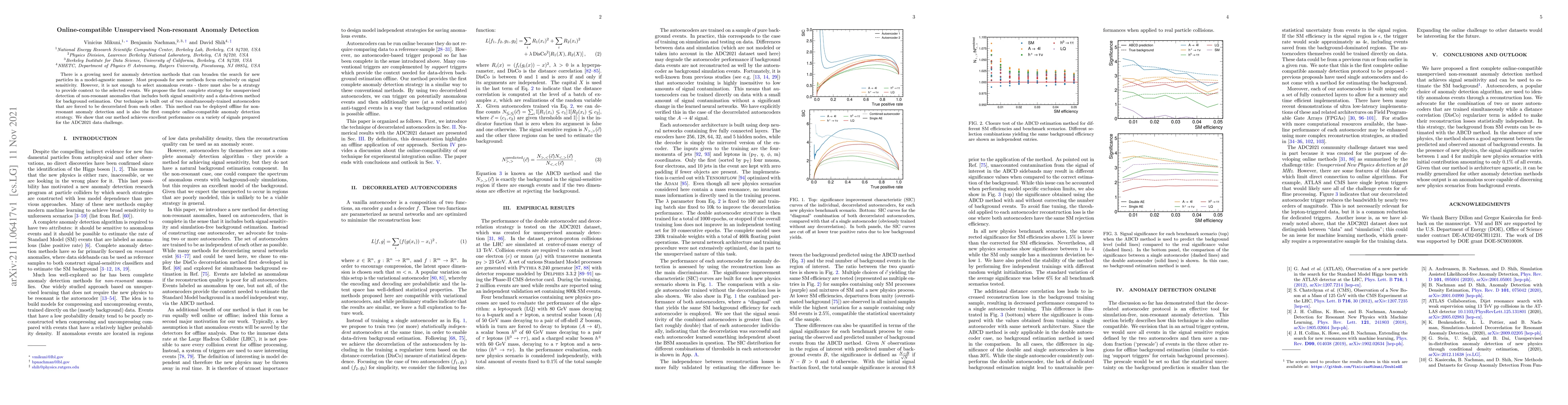 Thumbnail for Online-compatible Unsupervised Non-resonant Anomaly Detection