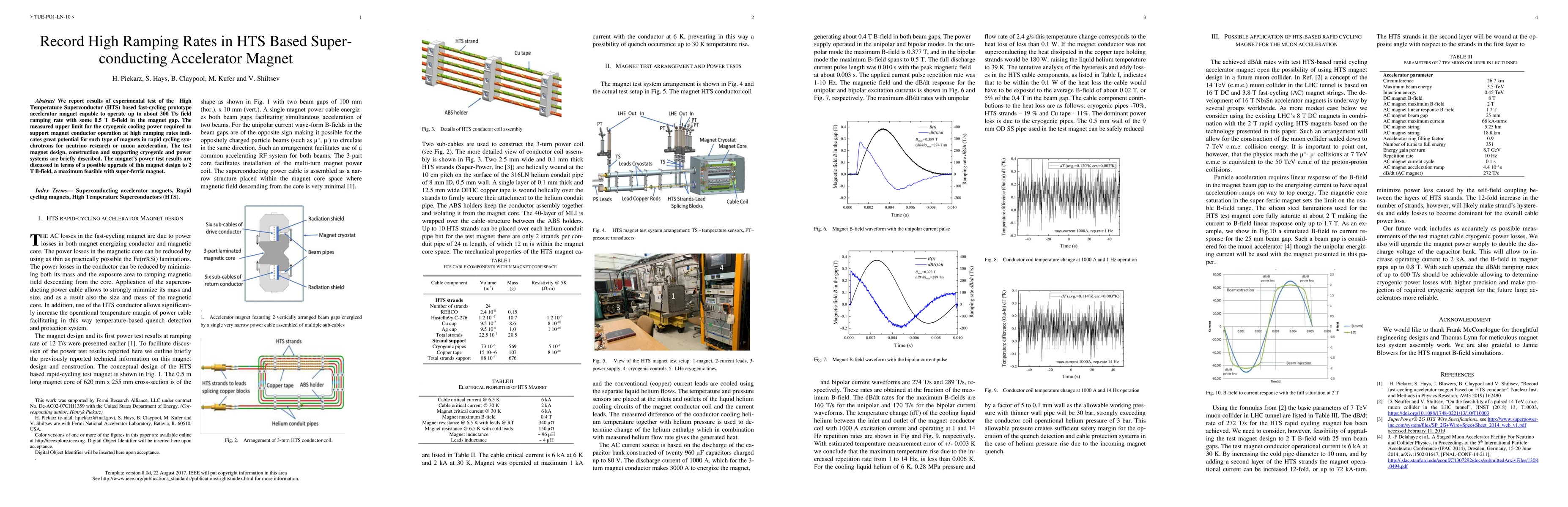 Thumbnail for Record High Ramping Rates in HTS Based Super-conducting Accelerator
  Magnet