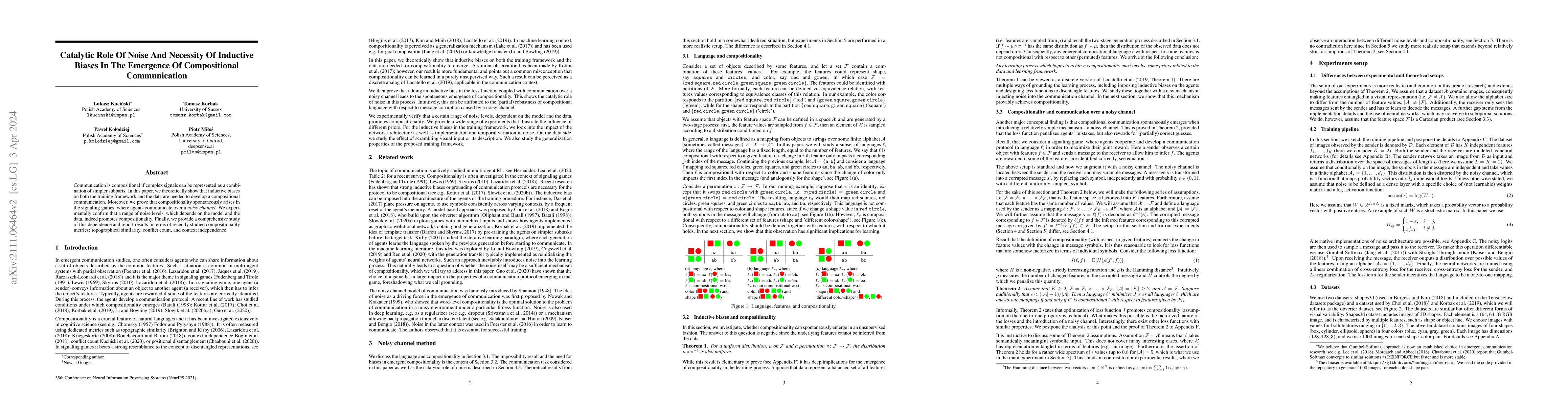 Thumbnail for Catalytic Role Of Noise And Necessity Of Inductive Biases In The
  Emergence Of Compositional Communication