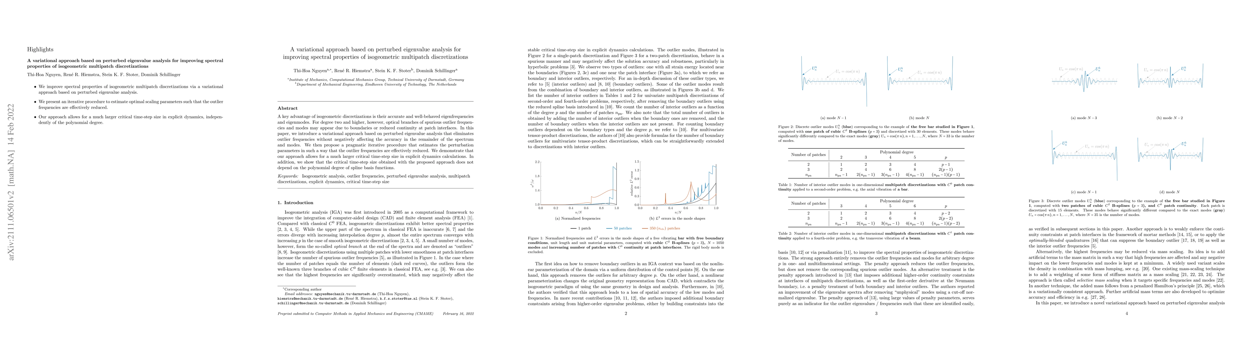 Thumbnail for A variational approach based on perturbed eigenvalue analysis for
  improving spectral properties of isogeometric multipatch discretizations