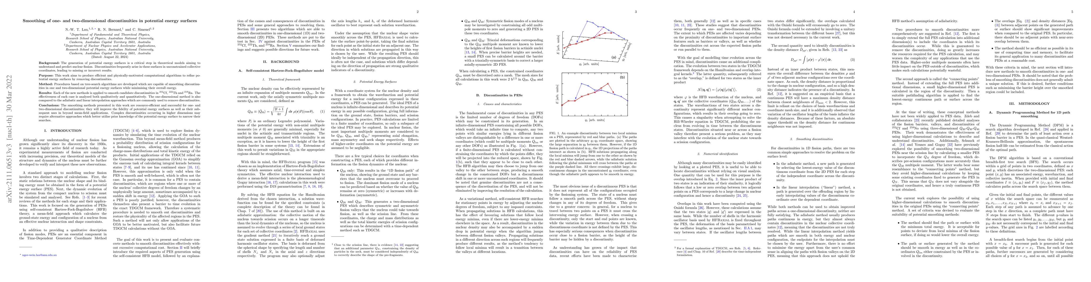 Thumbnail for Smoothing of one- and two-dimensional discontinuities in potential
  energy surfaces