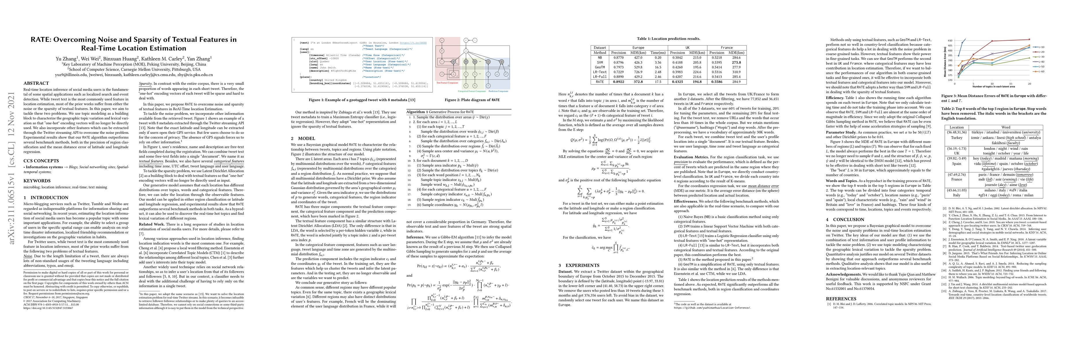Thumbnail for RATE: Overcoming Noise and Sparsity of Textual Features in Real-Time
  Location Estimation