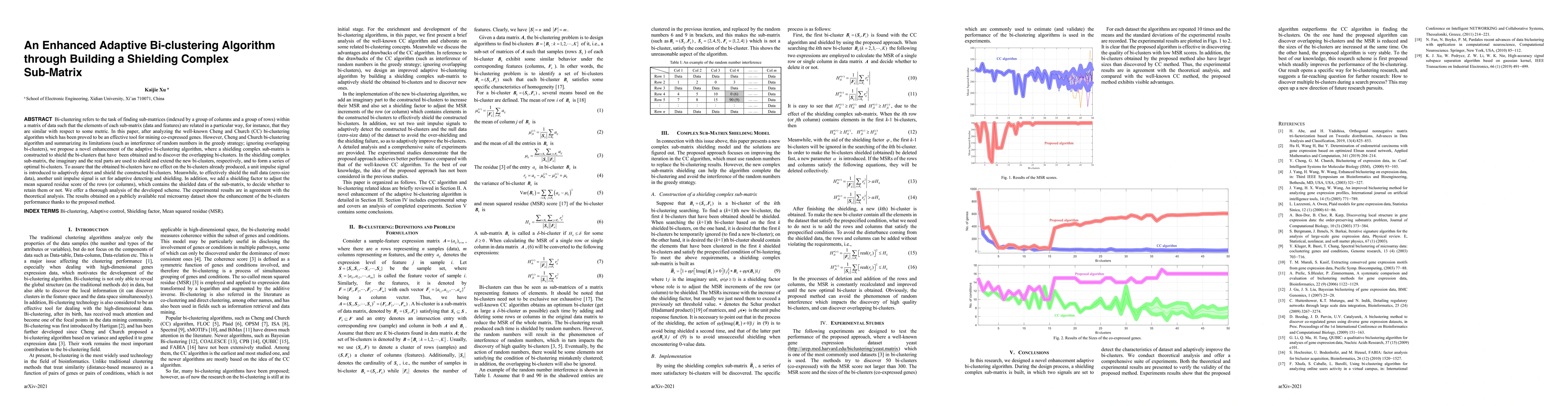 Thumbnail for An Enhanced Adaptive Bi-clustering Algorithm through Building a
  Shielding Complex Sub-Matrix