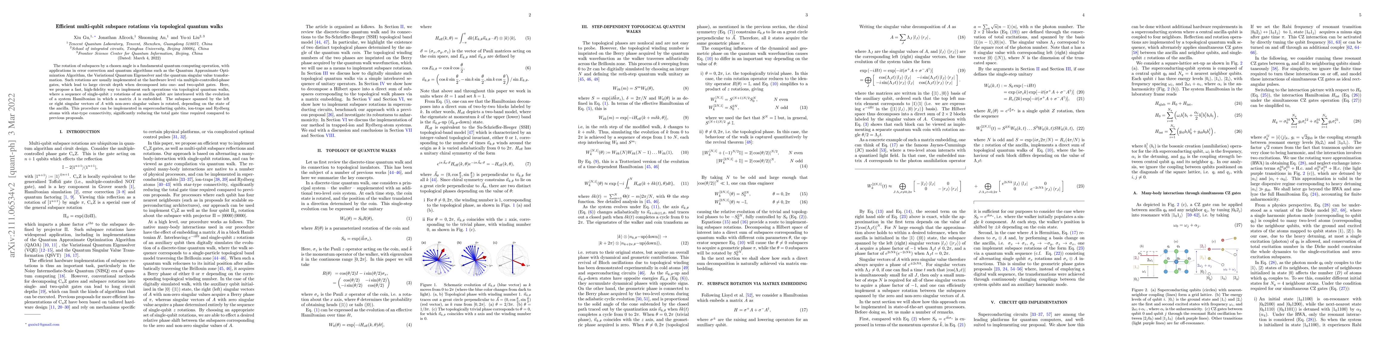 Thumbnail for Efficient multi-qubit subspace rotations via topological quantum walks