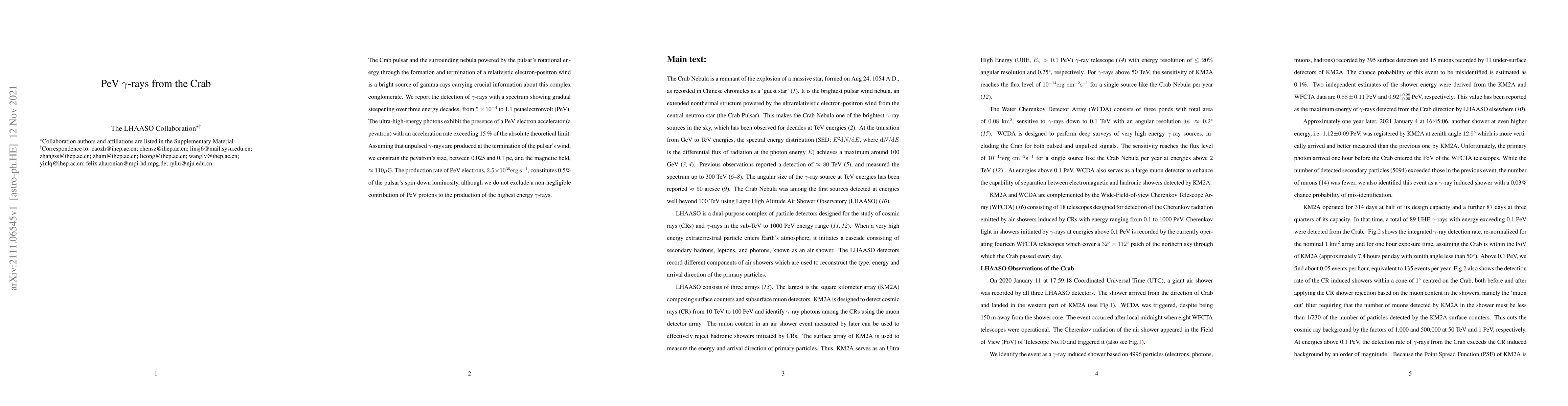 Thumbnail for Peta-electron volt gamma-ray emission from the Crab Nebula