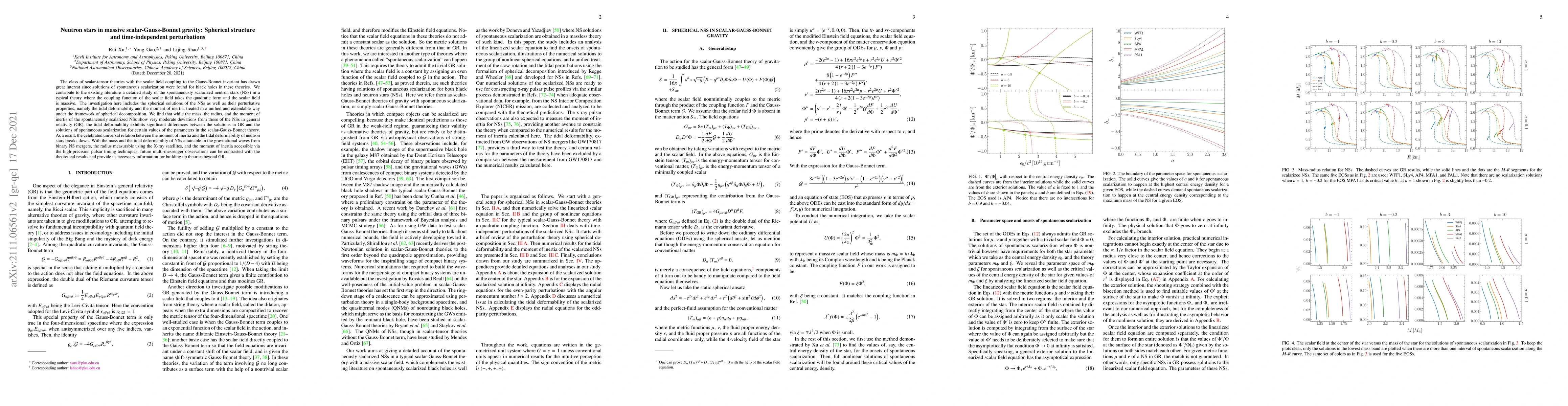 Thumbnail for Neutron stars in massive scalar-Gauss-Bonnet gravity: Spherical
  structure and time-independent perturbations