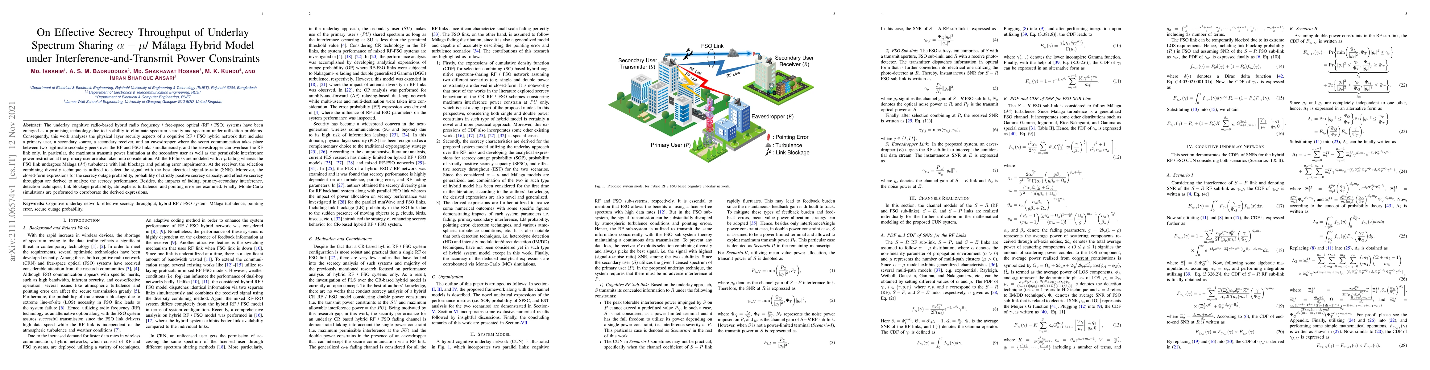 Thumbnail for On Effective Secrecy Throughput of Underlay Spectrum Sharing
  $\alpha$-$\mu$/ M\'alaga Hybrid Model under Interference-and-Transmit Power
  Constraints
