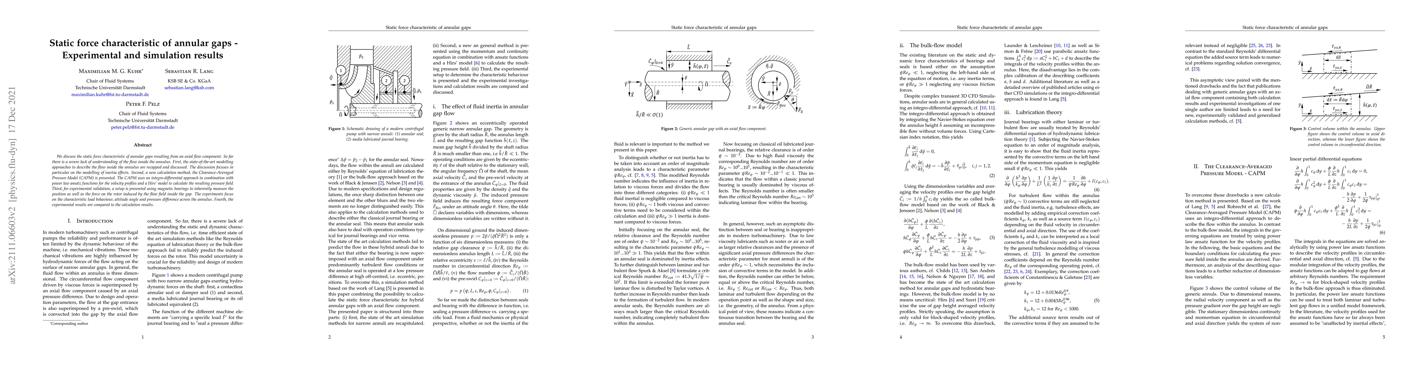 Thumbnail for Static force characteristic of annular gaps -- Experimental and
  simulation results