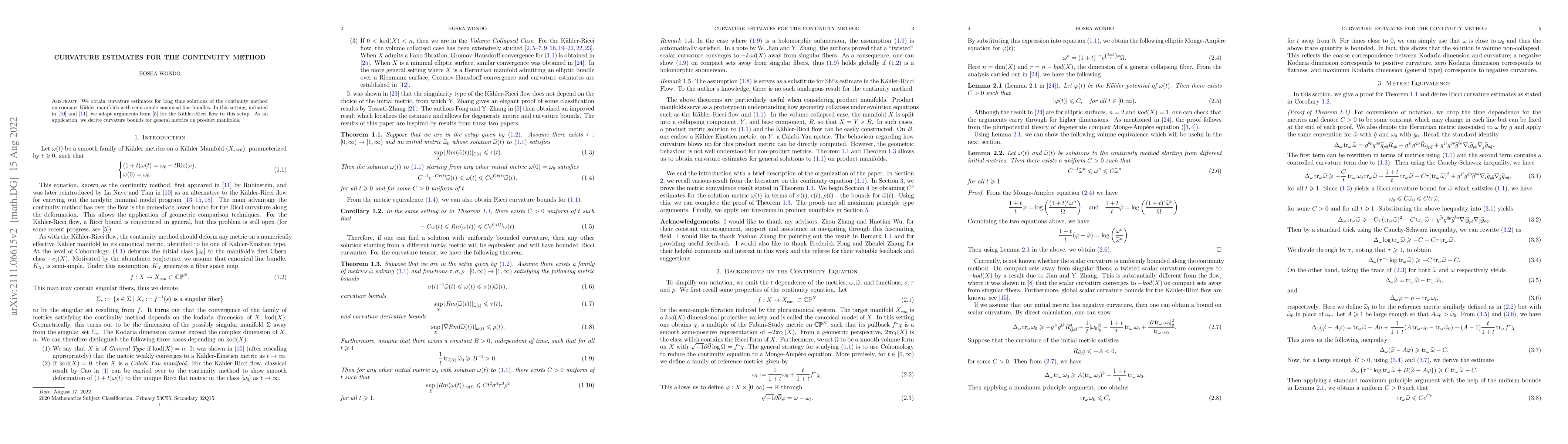 Thumbnail for Curvature Estimates for the Continuity Method