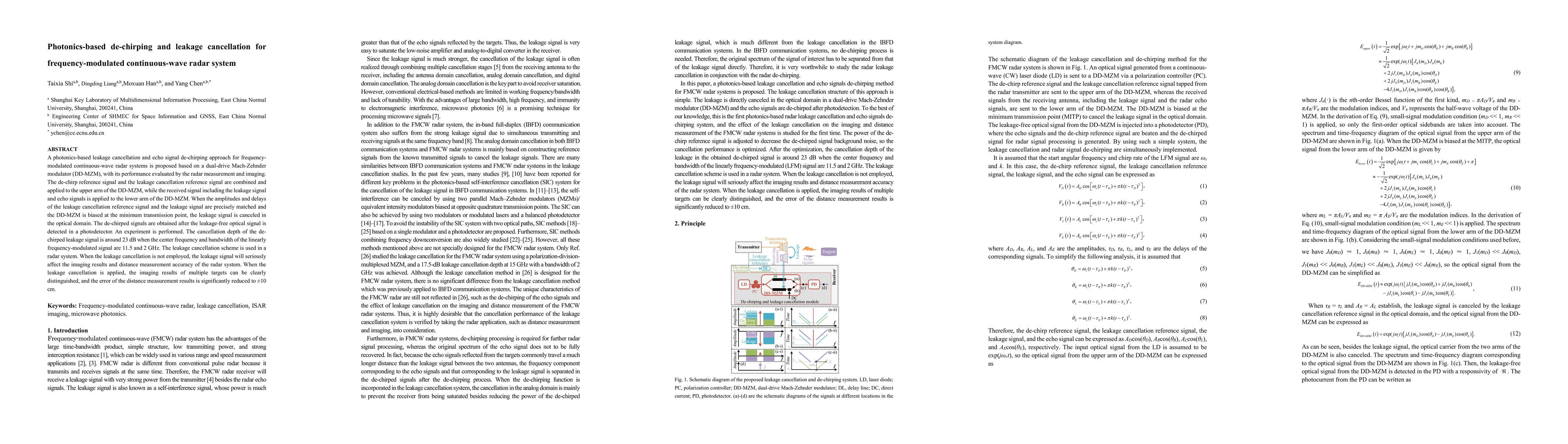 Thumbnail for Photonics-based de-chirping and leakage cancellation for
  frequency-modulated continuous-wave radar system