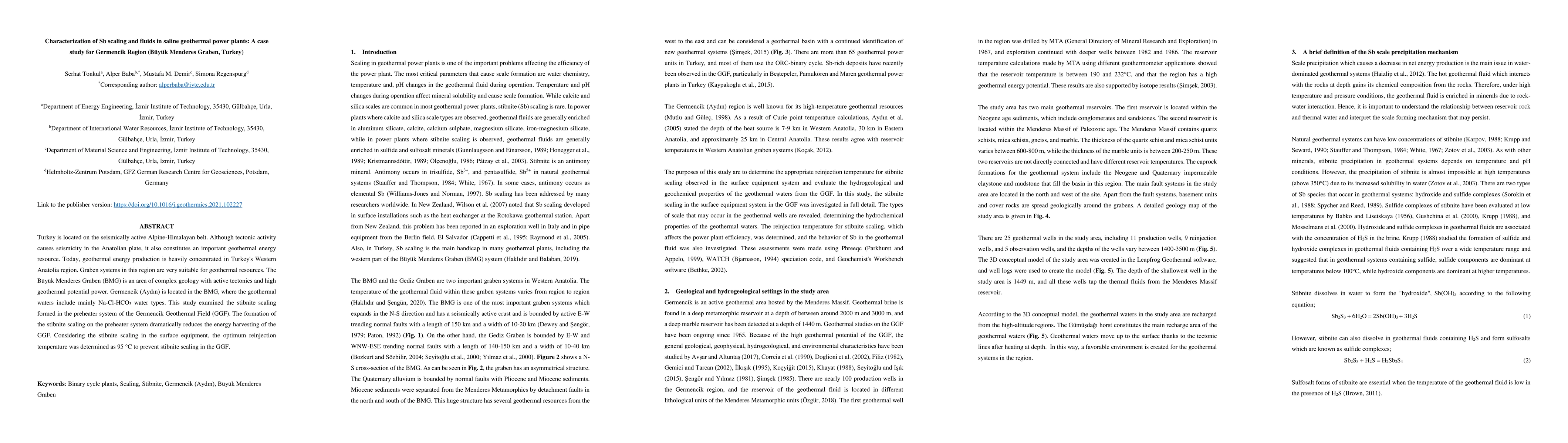 Thumbnail for Characterization of Sb scaling and fluids in saline geothermal power
  plants: A case study for Germencik Region (B\"uy\"uk Menderes Graben, Turkey)
