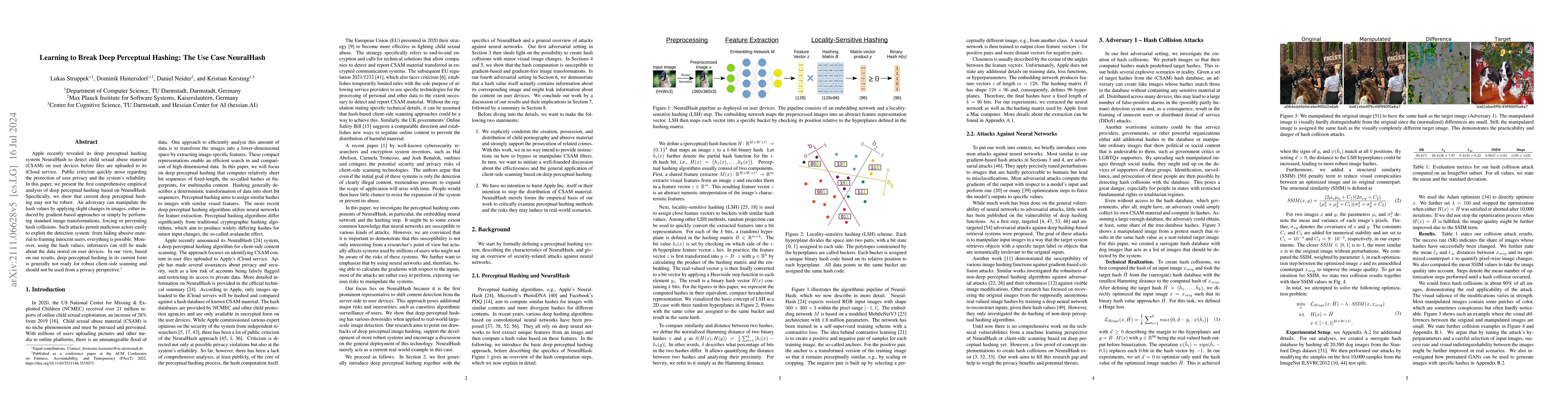 Thumbnail for Learning to Break Deep Perceptual Hashing: The Use Case NeuralHash