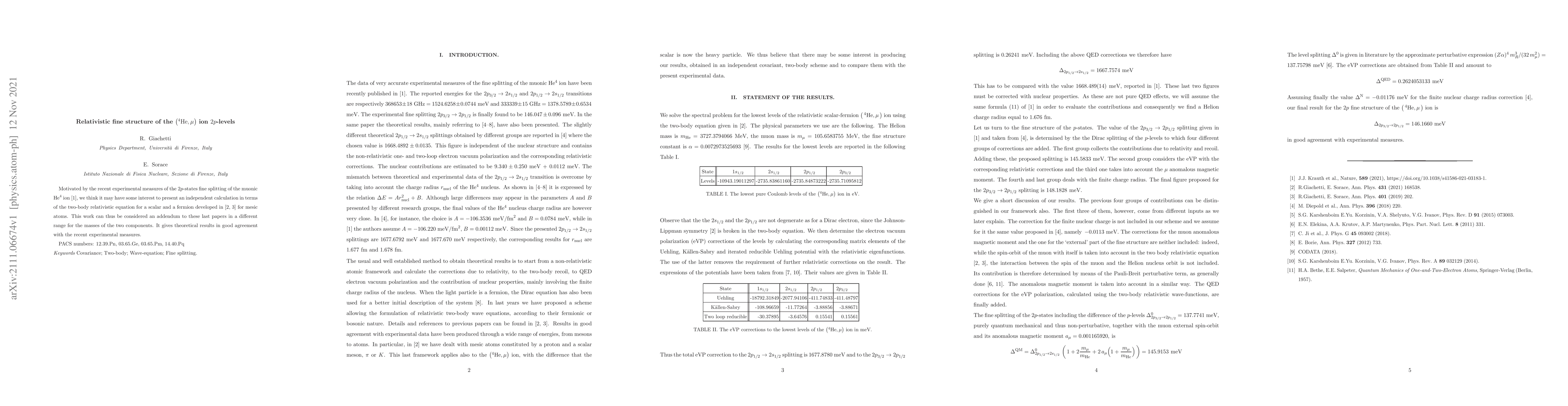 Thumbnail for Relativistic fine structure of the (He4,mu) ion 2p-levels