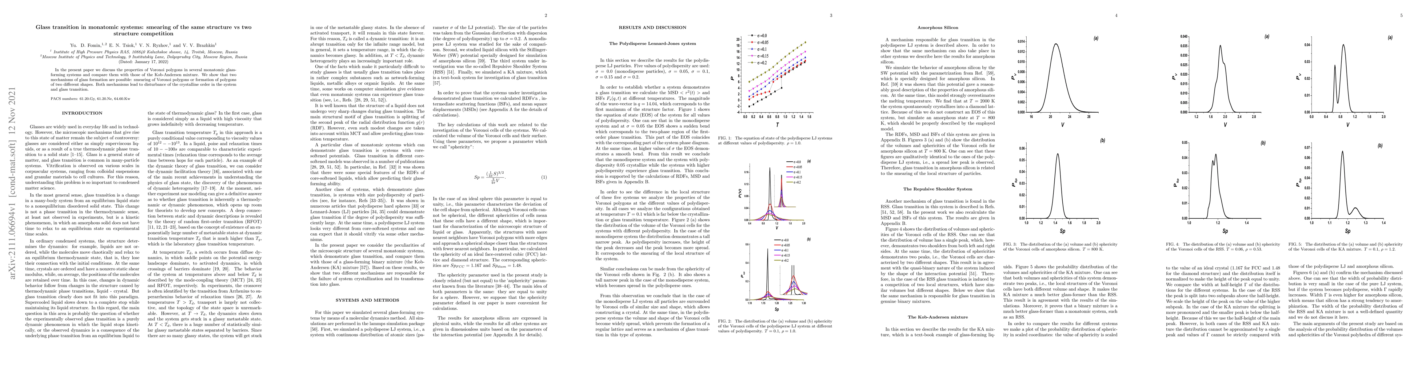 Thumbnail for Glass transition in monatomic systems: smearing of the same structure vs
  two structure competition