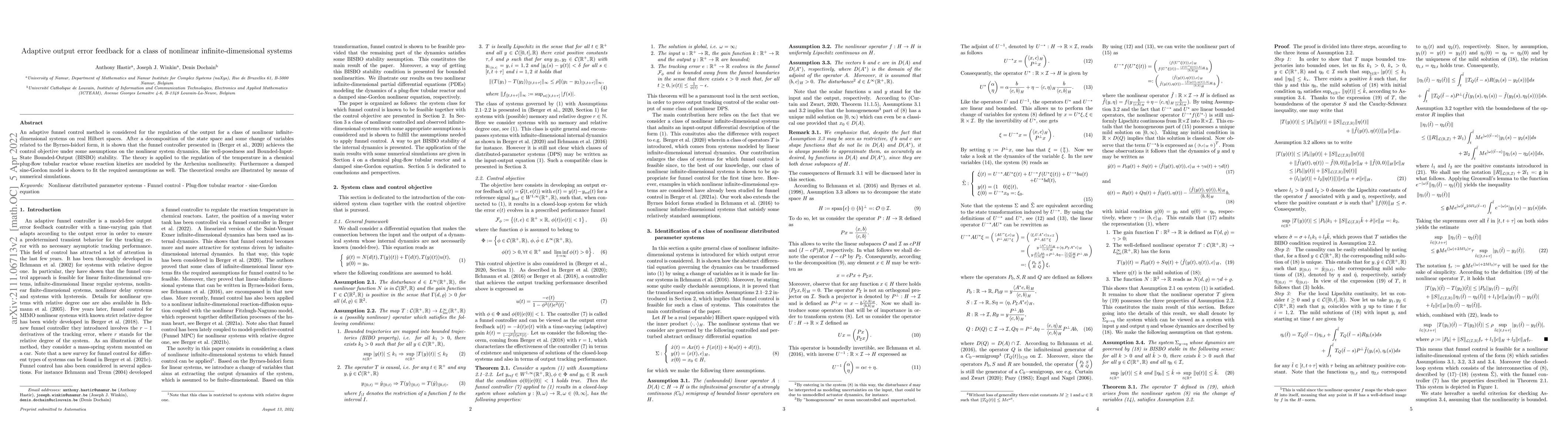 Thumbnail for Adaptive output error feedback for a class of nonlinear
  infinite-dimensional systems