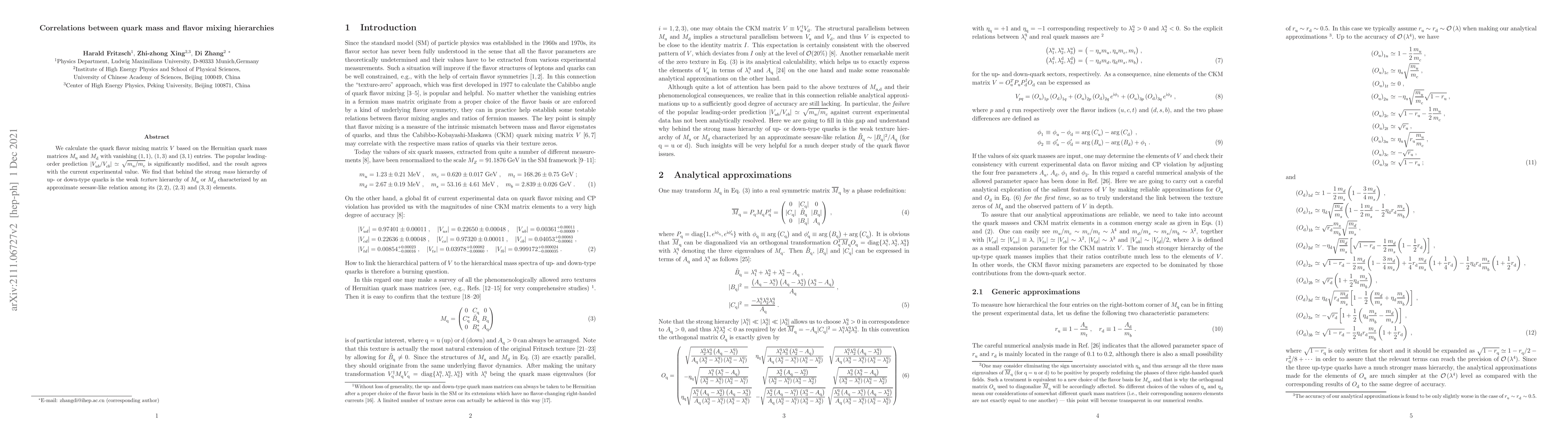 Thumbnail for Correlations between quark mass and flavor mixing hierarchies