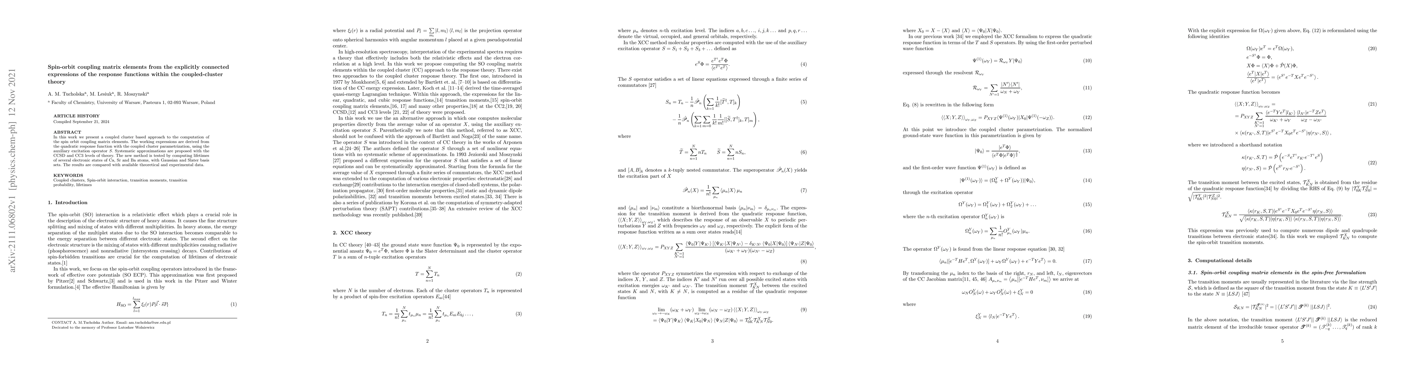 Thumbnail for Spin-orbit coupling matrix elements from the explicitly connected
  expressions of the response functions within the coupled-cluster theory
