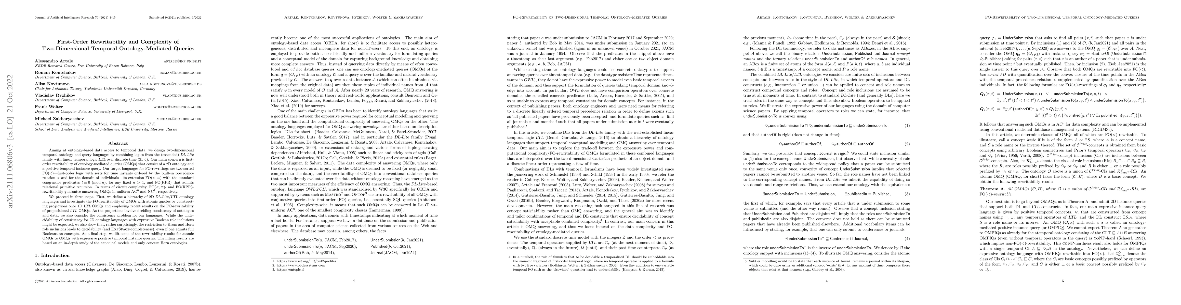 Thumbnail for First-Order Rewritability and Complexity of Two-Dimensional Temporal
  Ontology-Mediated Queries