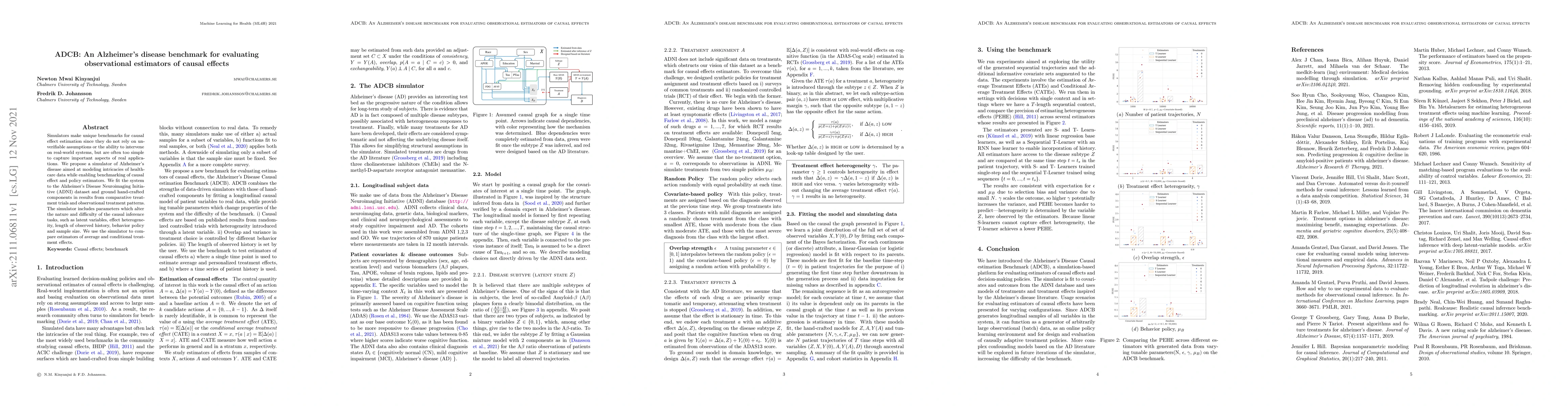 Thumbnail for ADCB: An Alzheimer's disease benchmark for evaluating observational
  estimators of causal effects