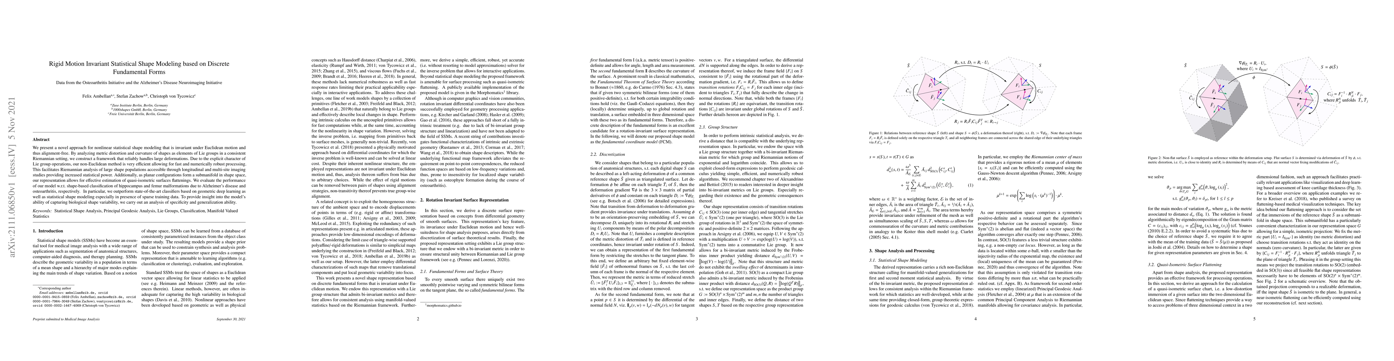 Thumbnail for Rigid Motion Invariant Statistical Shape Modeling based on Discrete
  Fundamental Forms