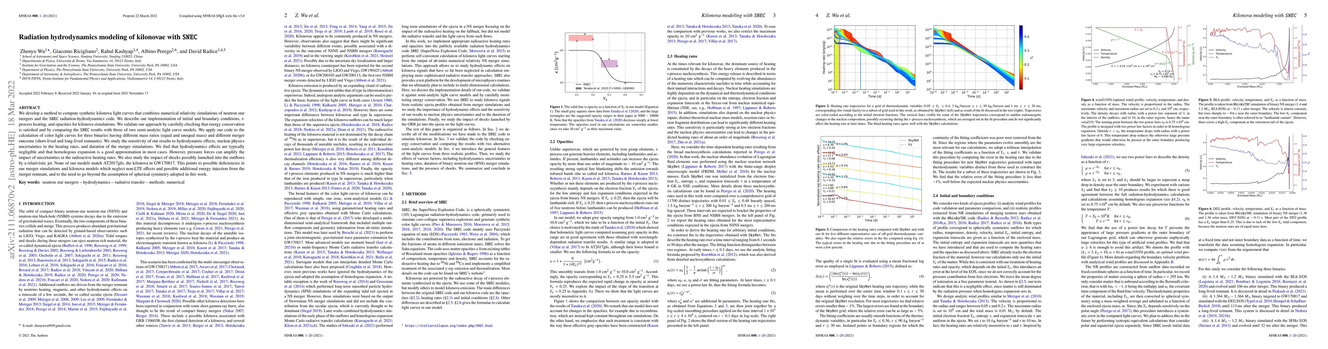 Thumbnail for Radiation hydrodynamics modeling of kilonovae with SNEC