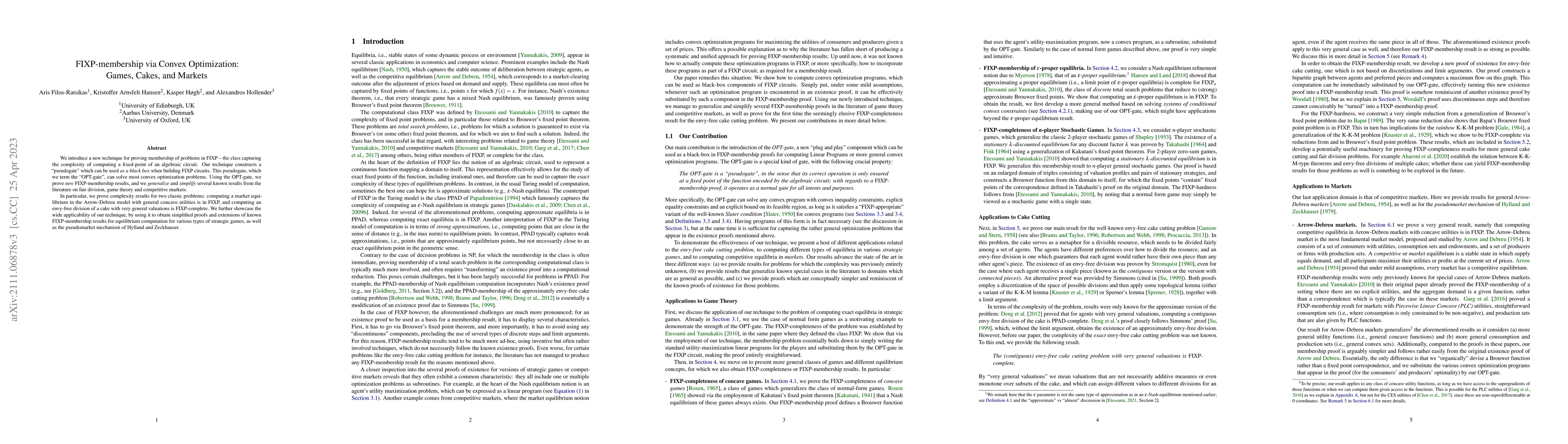Thumbnail for FIXP-membership via Convex Optimization: Games, Cakes, and Markets