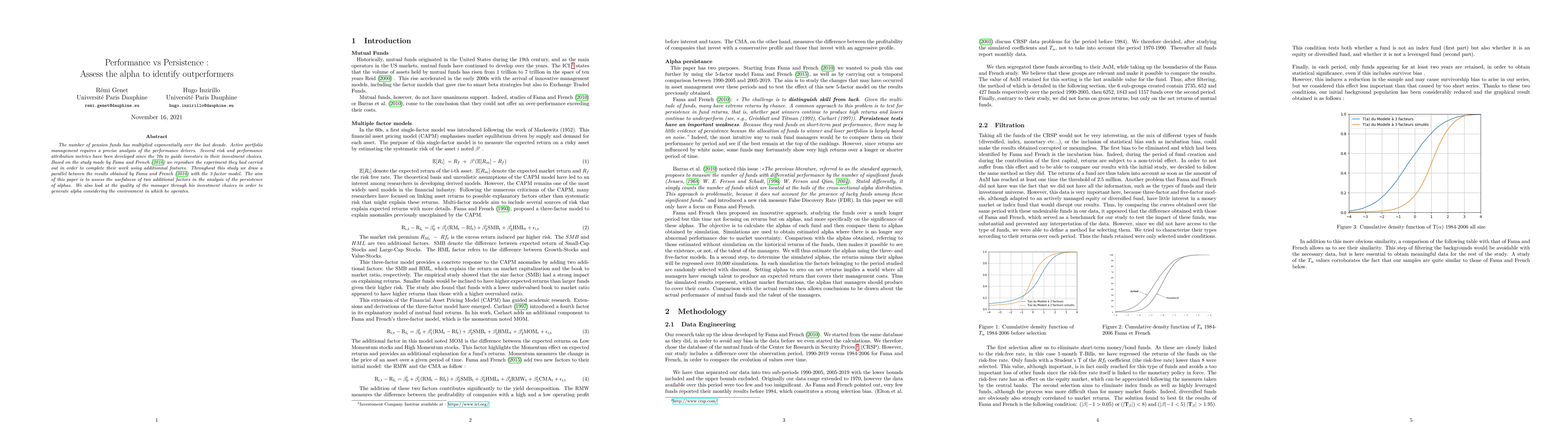 Thumbnail for Performance vs Persistence : Assess the alpha to identify outperformers