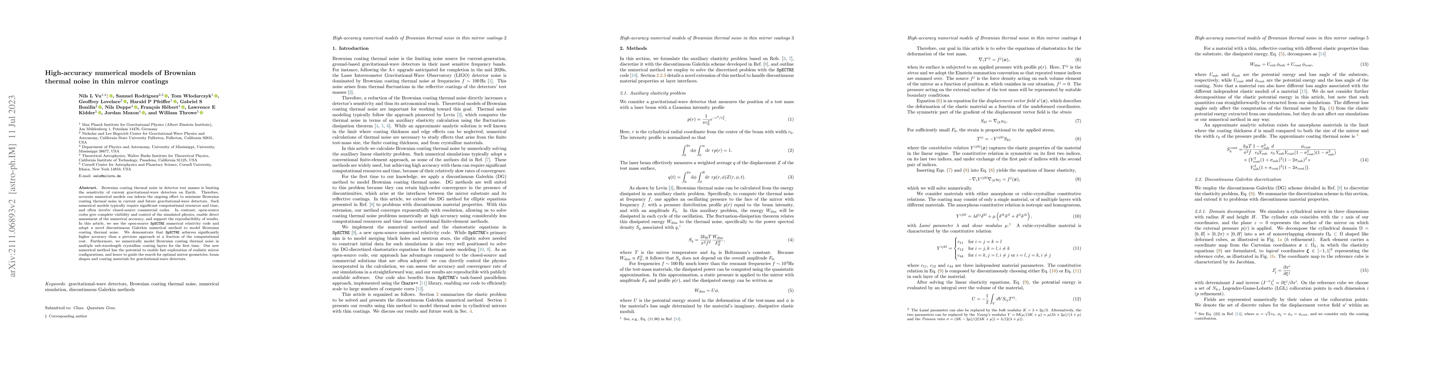 Thumbnail for High-accuracy numerical models of Brownian thermal noise in thin mirror
  coatings