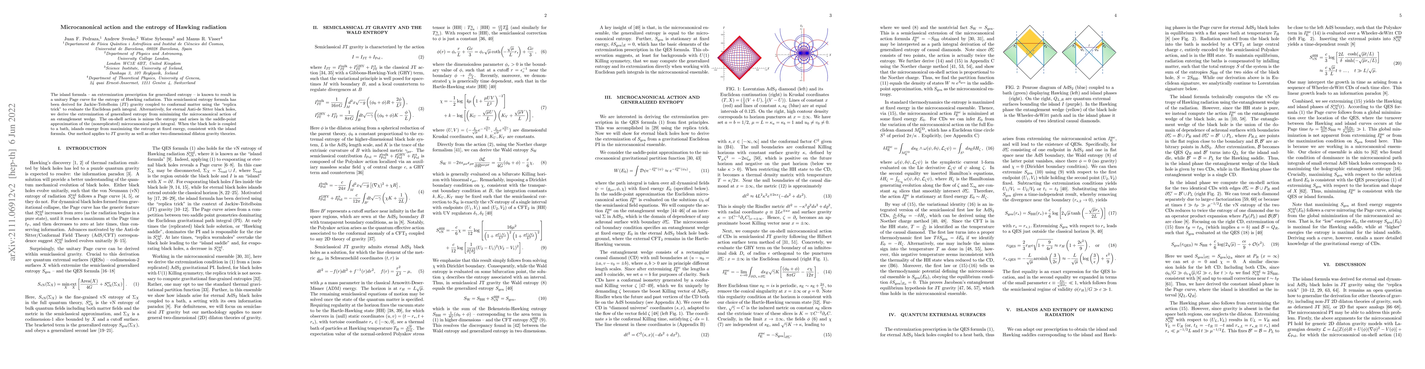 Thumbnail for Microcanonical Action and the Entropy of Hawking Radiation