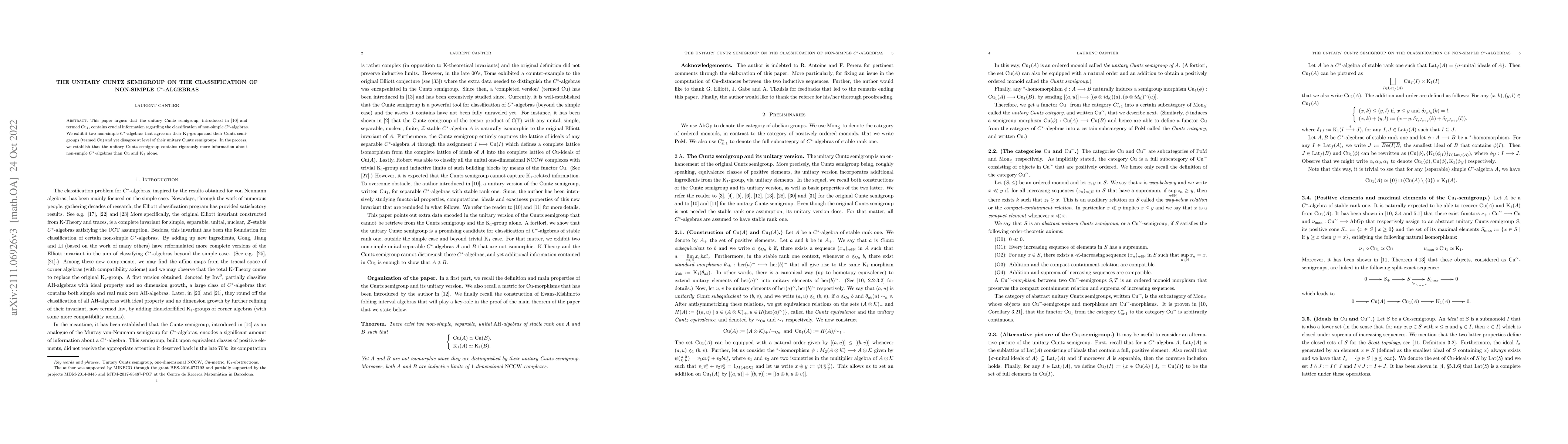 Thumbnail for The unitary Cuntz semigroup on the classification of non-simple
  C*-algebras