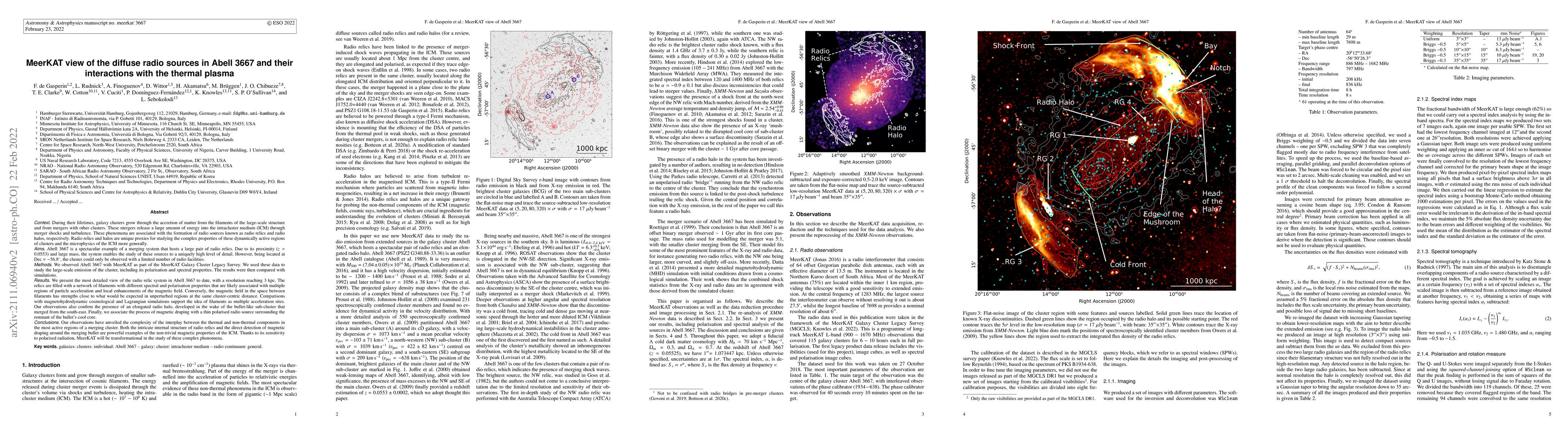 Thumbnail for MeerKAT view of the diffuse radio sources in Abell 3667 and their
  interactions with the thermal plasma
