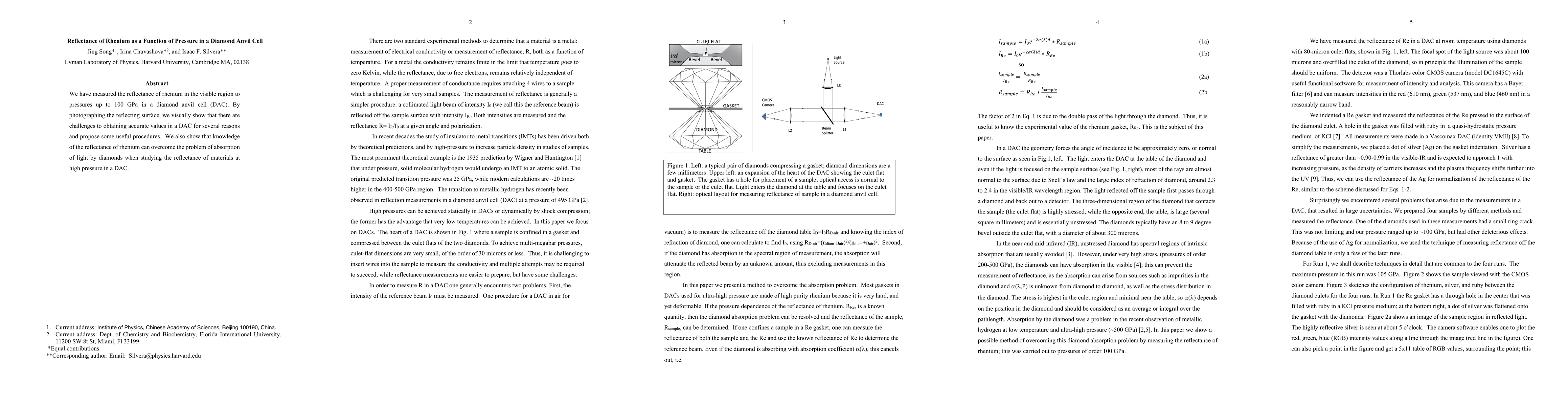 Thumbnail for Reflectance of Rhenium as a Function of Pressure in a Diamond Anvil Cell