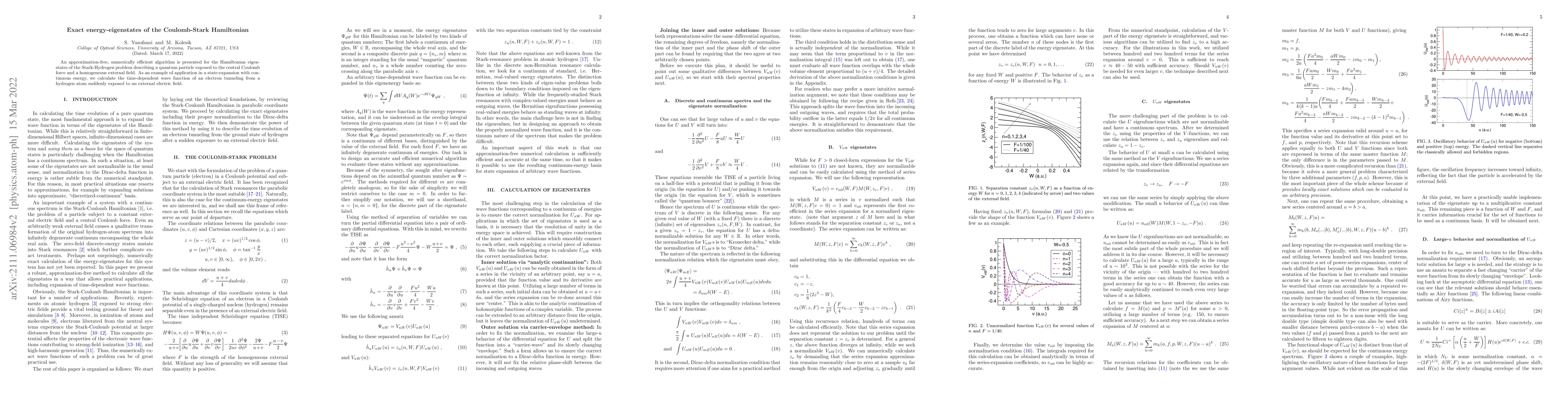 Thumbnail for Exact energy-eigenstates of the Coulomb-Stark Hamiltonian