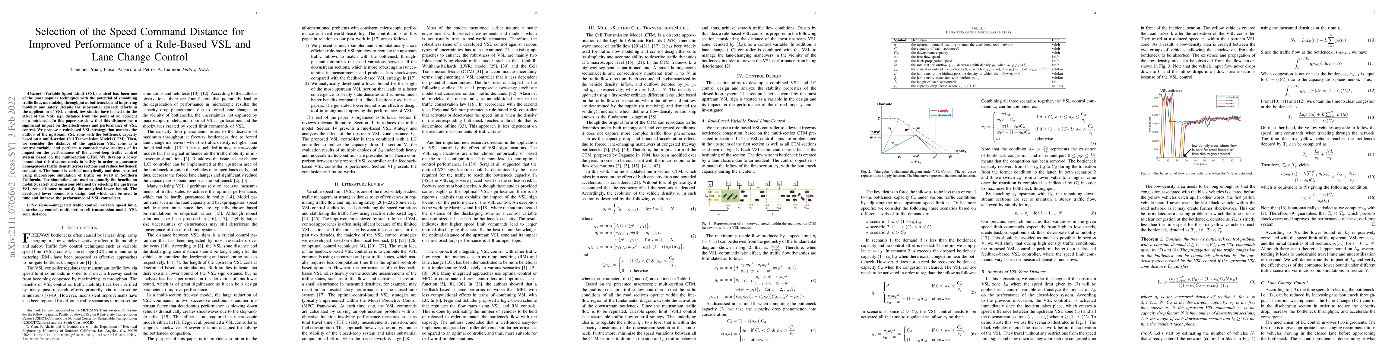 Thumbnail for Selection of the Speed Command Distance for Improved Performance of a
  Rule-Based VSL and Lane Change Control