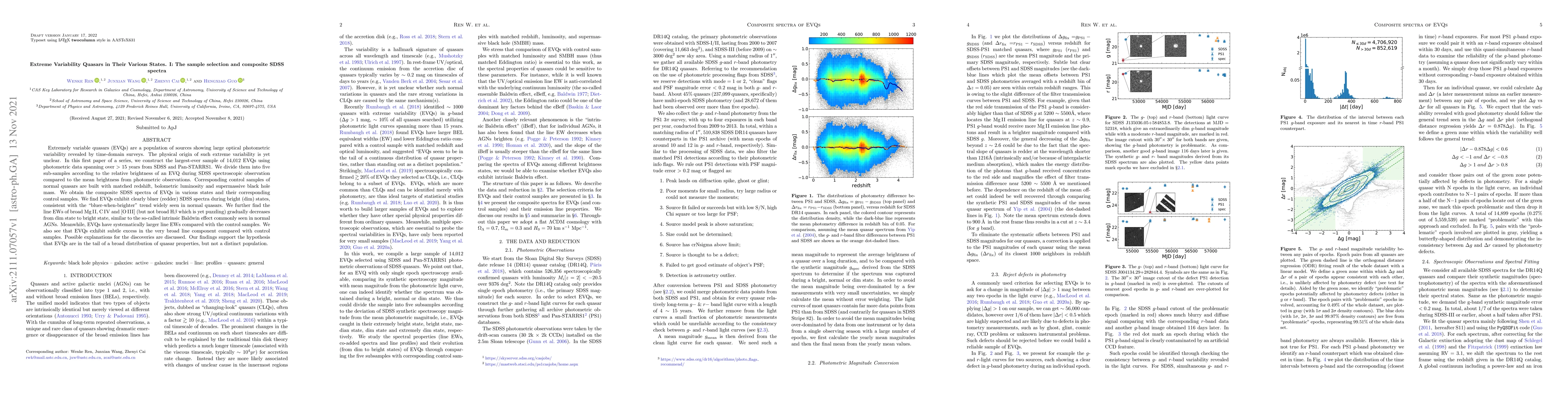 Thumbnail for Extreme Variability Quasars in Their Various States. I: The sample
  selection and composite SDSS spectra