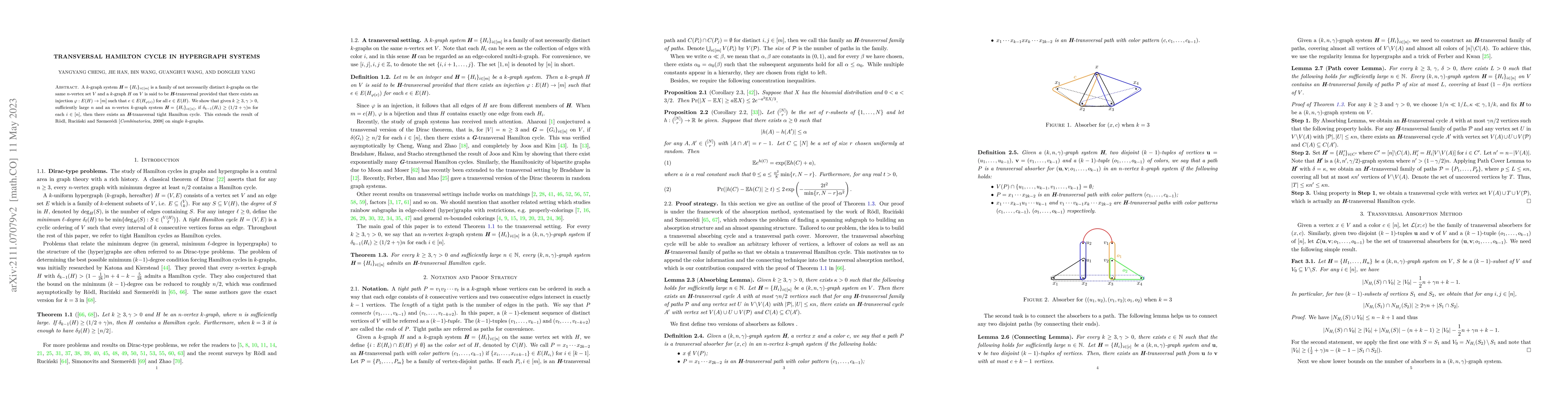 Thumbnail for Transversal Hamilton cycle in hypergraph systems