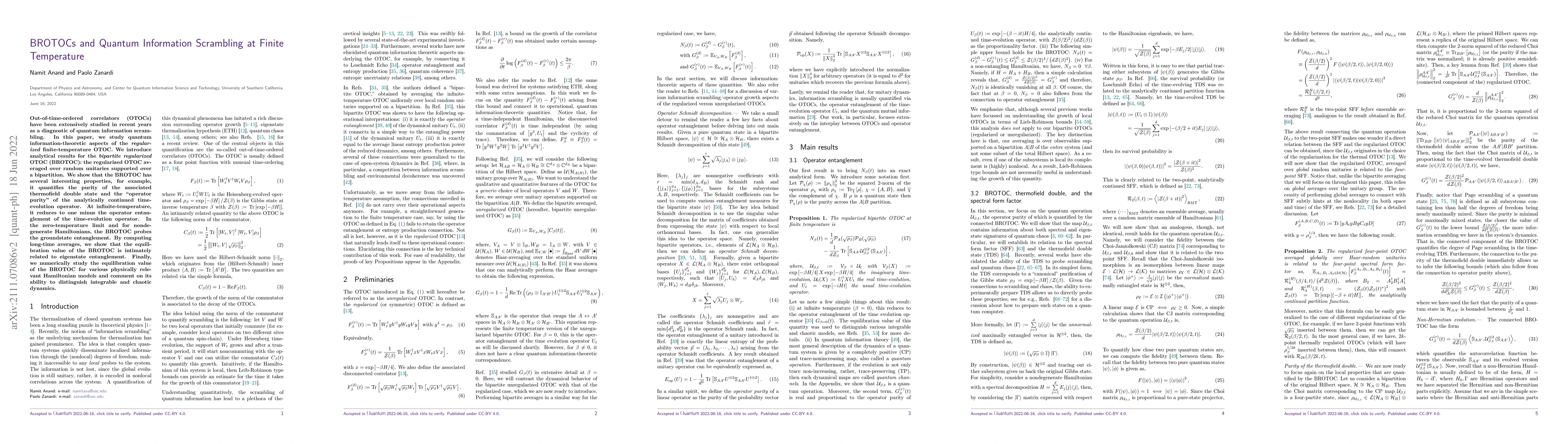 Thumbnail for BROTOCs and Quantum Information Scrambling at Finite Temperature