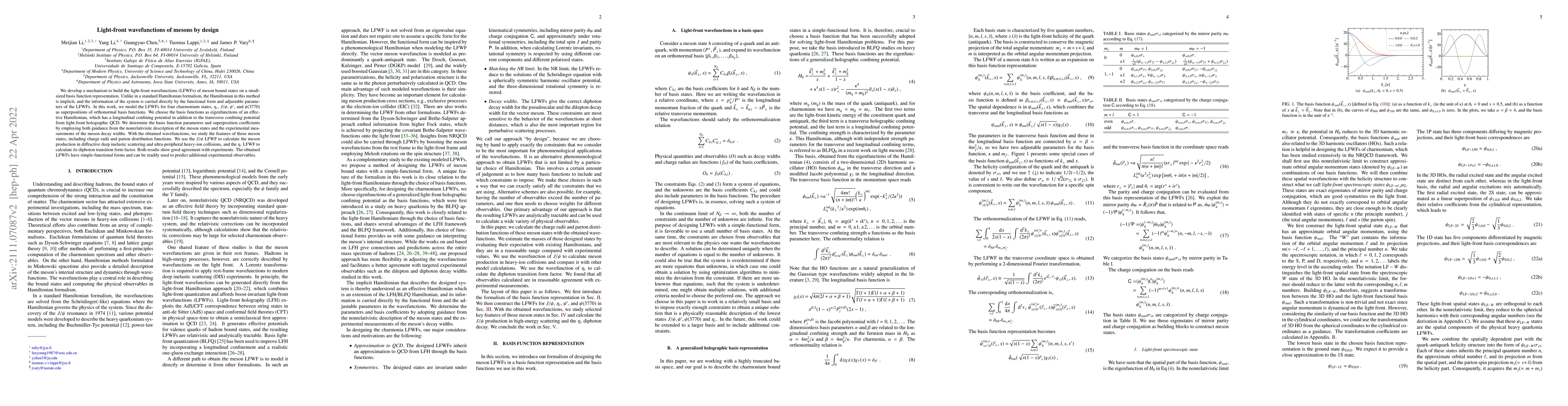 Thumbnail for Light-front wavefunctions of mesons by design