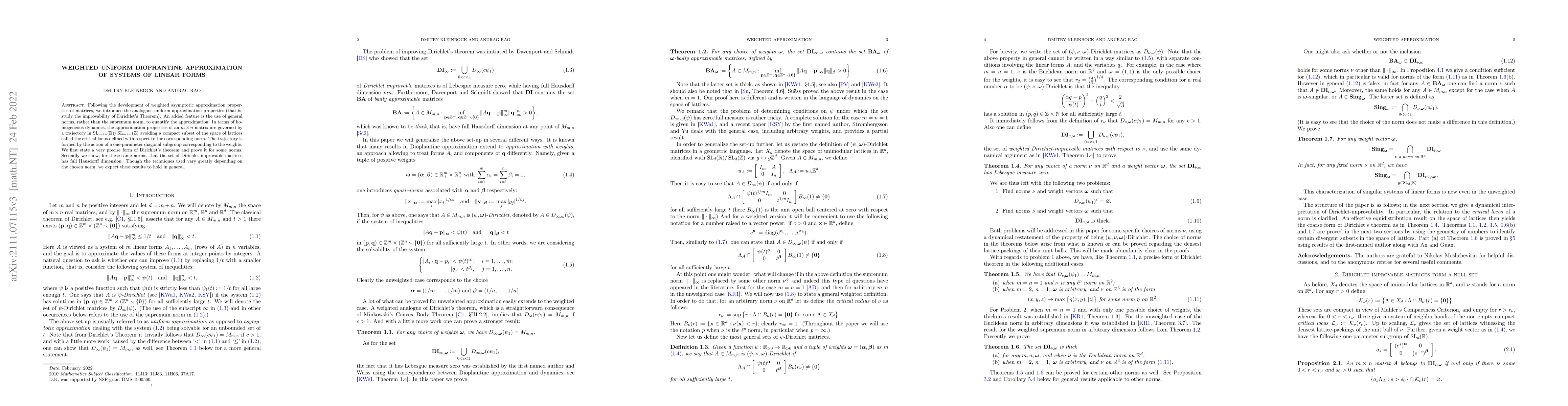 Thumbnail for Weighted uniform Diophantine approximation of systems of linear forms