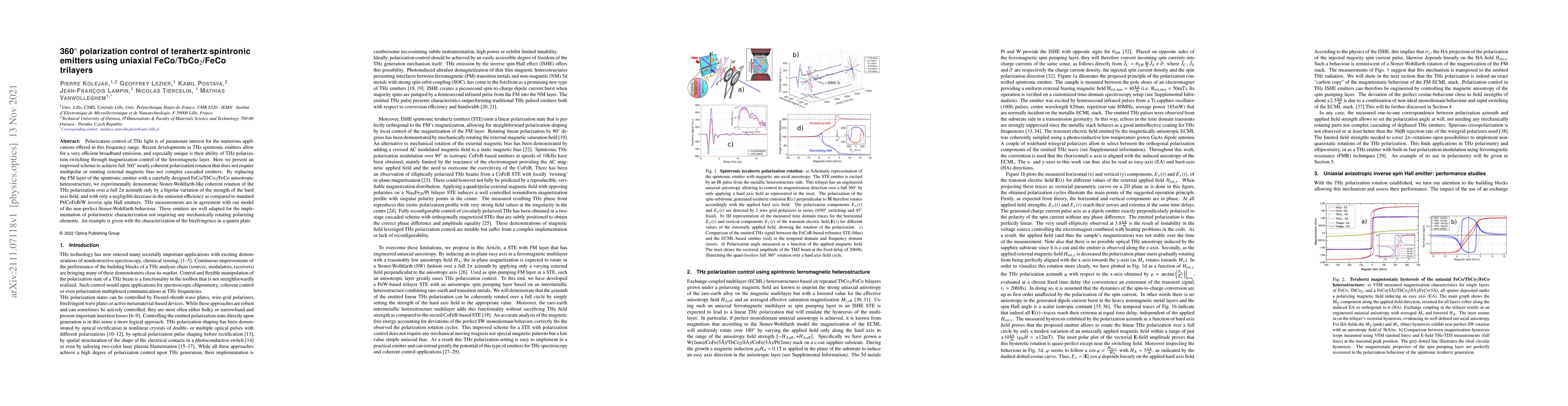 Thumbnail for 360{\deg} polarization control of terahertz spintronic emitters using
  uniaxial FeCo/TbCo2/FeCo trilayers